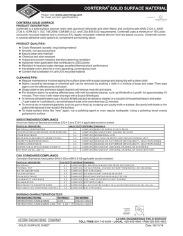 Technical Data Corterra® Solid Surface (Pdf)