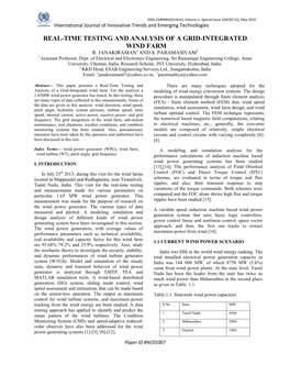 Real-Time Testing and Analysis of a Grid-Integrated Wind Farm R