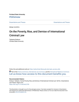 On the Poverty, Rise, and Demise of International Criminal Law