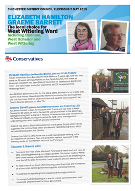 ELIZABETH HAMILTON GRAEME BARRETT the Local Choice for West Wittering Ward Including Birdham, West Itchenor and West Wittering