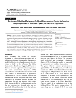 Original Article the Impact of Manjil and Tarik Dams (Sefidroud River