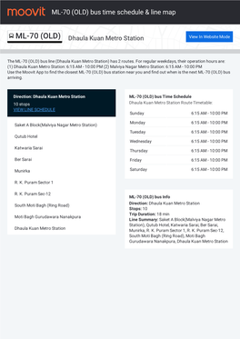 ML-70 (OLD) Bus Time Schedule & Line Map