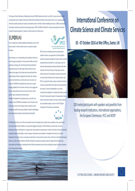 Internaonal Conference on Climate Science and Climate Services