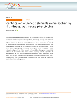 Identification of Genetic Elements in Metabolism by High-Throughput