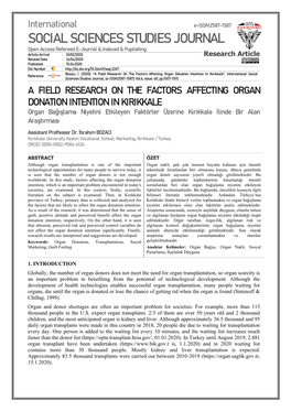 Social Sciences Studies Journal