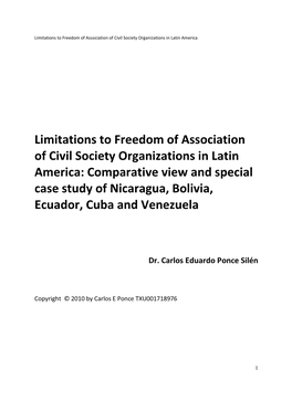 Limitations to Freedom of Association of Civil Society Organizations in Latin America