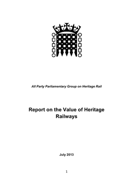 Report on the Value of Heritage Railways