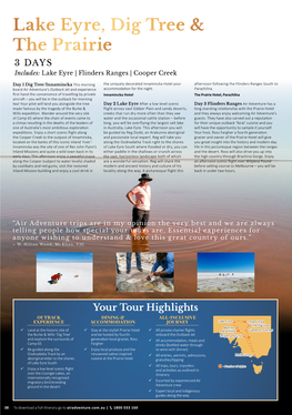 Lake Eyre, Dig Tree & the Prairie