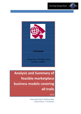 Analysis and Summary of Feasible Marketplace Business Models Covering All Trails