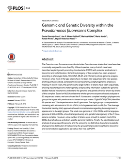 Genomic and Genetic Diversity Within the Pseudomonas Fluorescens Complex