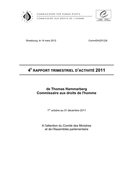 RAPPORT TRIMESTRIEL D'activité 2011 De Thomas