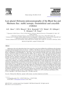 Last Glacial^Holocene Paleoceanography of the Black Sea and Marmara Sea: Stable Isotopic, Foraminiferal and Coccolith Evidence