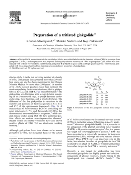 Preparation of a Tritiated Ginkgolide