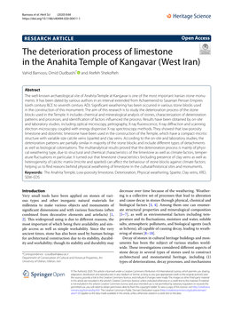 The Deterioration Process of Limestone in the Anahita Temple of Kangavar (West Iran) Vahid Barnoos, Omid Oudbashi* and Atefeh Shekofteh