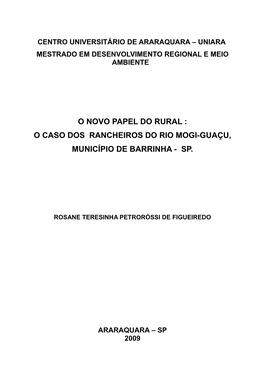 O Caso Dos Rancheiros Do Rio Mogi-Guaçu, Município De Barrinha - Sp