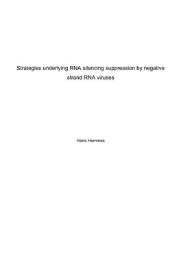 Strategies Underlying RNA Silencing Suppression by Negative Strand RNA Viruses