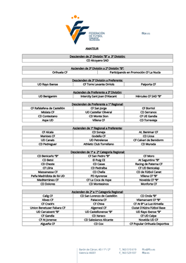 AMATEUR Descienden De 2ª División