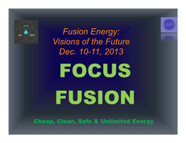 Fusion Energy: Visions of the Future Dec