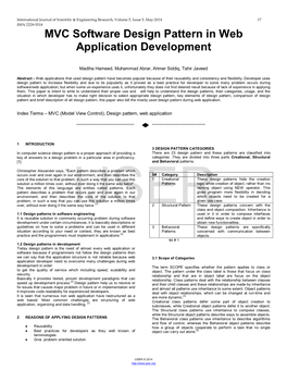 MVC Software Design Pattern in Web Application Development