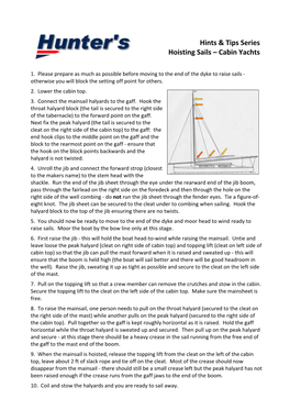 Hints & Tips Series Hoisting Sails – Cabin Yachts