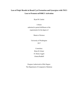 Loss of Fnip1 Results in Renal Cyst Formation and Synergizes with TSC1 Loss to Promote Mtorc1 Activation