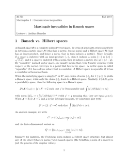 1 Banach Vs. Hilbert Spaces