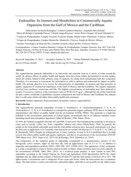 Endosulfan: Its Isomers and Metabolites in Commercially Aquatic Organisms from the Gulf of Mexico and the Caribbean