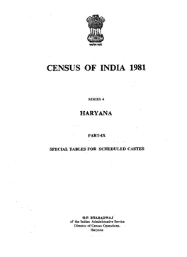 Special Tables for Scheduled Castes, Part-IX, Series-6, Haryana