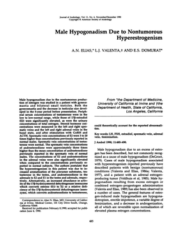 Male Hypogonadism Due to Nontumorous Hyperestrogenism