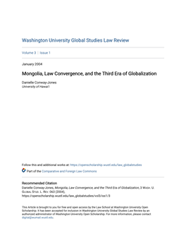 Mongolia, Law Convergence, and the Third Era of Globalization