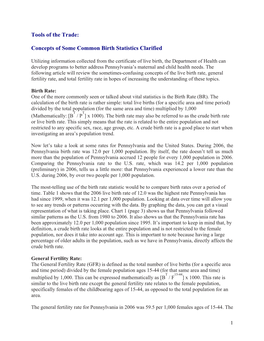 Concepts of Some Common Birth Statistics Clarified