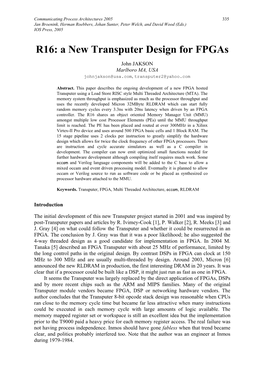 A New Transputer Design for Fpgas