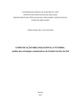 COMUNICAÇÃO ORGANIZACIONAL E FUTEBOL: Análise Das Estratégias Comunicativas Do Grêmio Gaviões Da Fiel