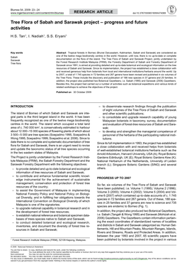 Tree Flora of Sabah and Sarawak Project ÂŒ Progress and Future