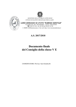 Presentazione Della Classe III E