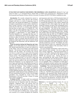 EVOLUTION of MARTIAN D/H DURING the HESPERIAN and AMAZONIAN. Michael H. Carr1 and James W. Head2, 1U. S. Geological Survey, Menl