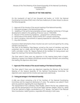 Minutes of the Third Meeting of the General Assembly of the National Coordinating Committee (CNC) 19/04/2012