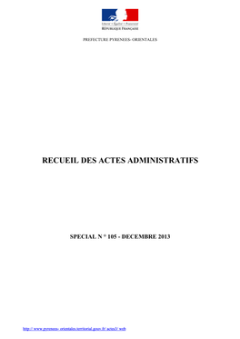 Recueil Des Actes Administratifs