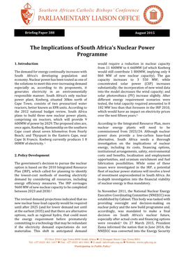 The Implications of South Africa's Nuclear Power Programme