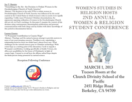 2Nd Annual Women & Religion Student Conference