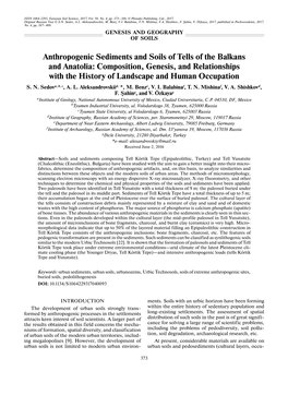 Anthropogenic Sediments and Soils of Tells of the Balkans and Anatolia: Composition, Genesis, and Relationships with the History of Landscape and Human Occupation S