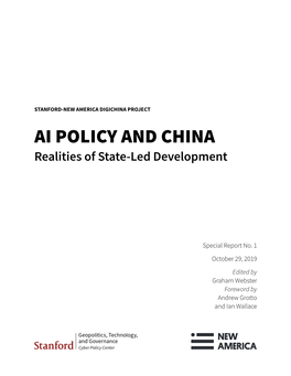AI POLICY and CHINA Realities of State-Led Development