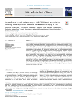 Impaired Renal Organic Anion Transport 1 (SLC22A6) and Its Regulation Following Acute Myocardial Infarction and Reperfusion Injury in Rats T