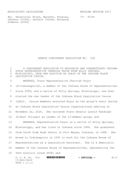 MISSISSIPPI LEGISLATURE REGULAR SESSION 2017 By