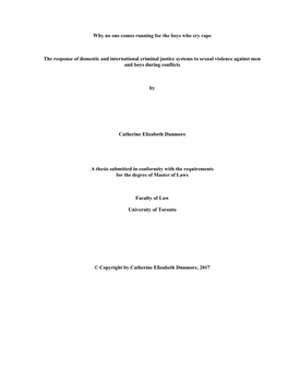 Why No One Comes Running for the Boys Who Cry Rape the Response of Domestic and International Criminal Justice Systems to Sexual