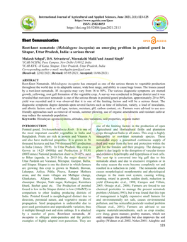 Meloidogyne Incognita) an Emerging Problem in Pointed Gourd in Sitapur, Uttar Pradesh, India: a Serious Threat