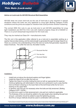 Thin Lock Nut Install