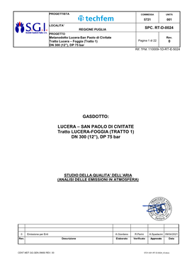 GASDOTTO: LUCERA – SAN PAOLO DI CIVITATE Tratto LUCERA-FOGGIA