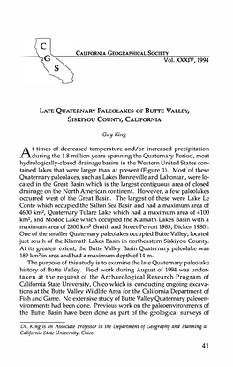 Late Quaternary Paleolakes of Butie Valley, Siskiyou County, California