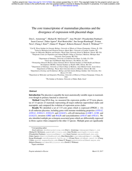 The Core Transcriptome of Mammalian Placentas and the Divergence of Expression with Placental Shape